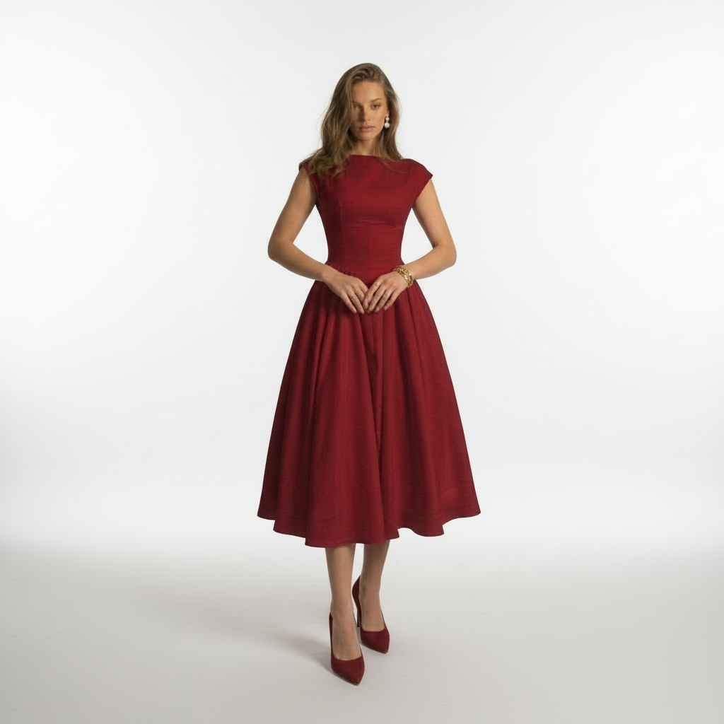 Cressida | Wedding Guest Full Skirt Midi Dress