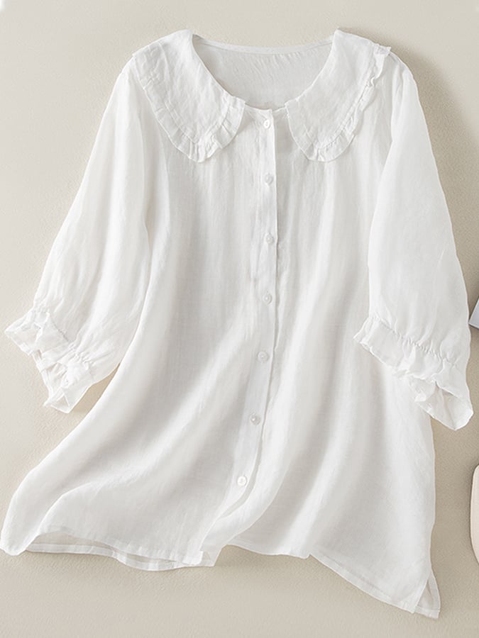 Nancy | Women Clothing Ruffle Collar Button Blouse