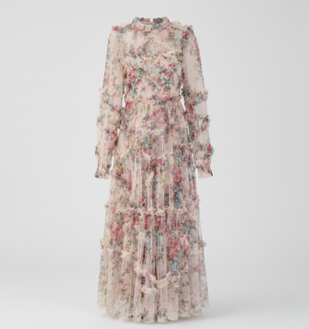 Rosie | Wedding Guest Floral Ruffle Maxi Dress
