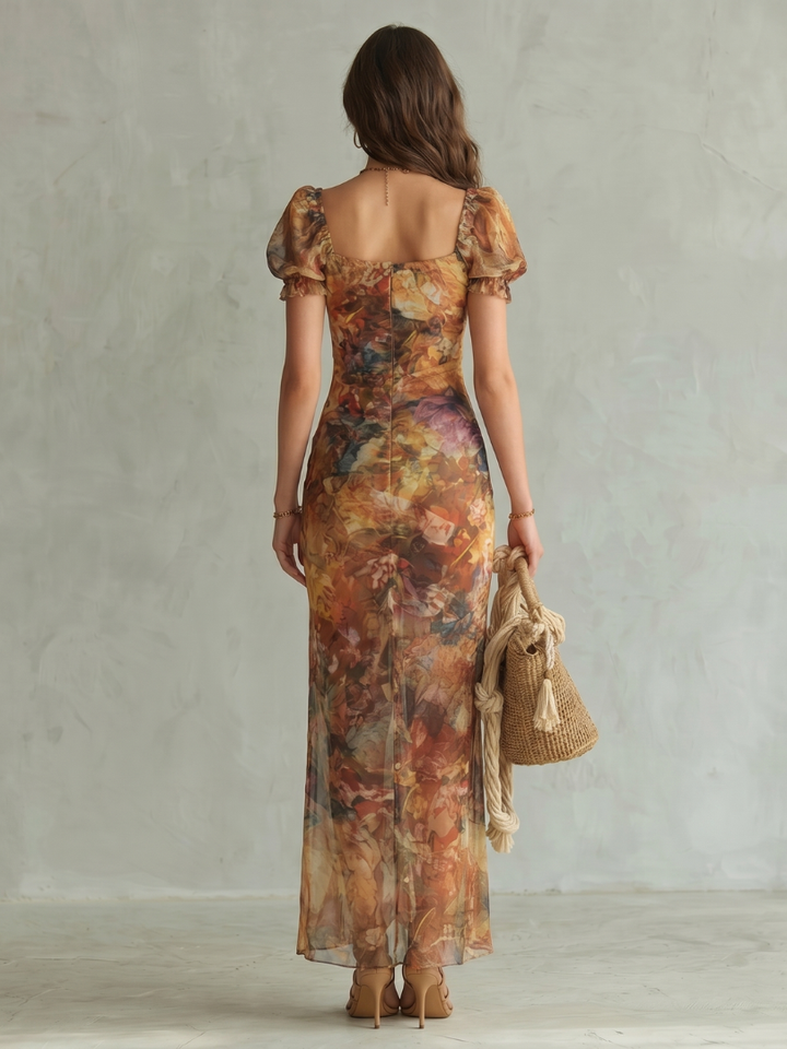 Freya | Wedding Guest Floral Mesh Midi Dress