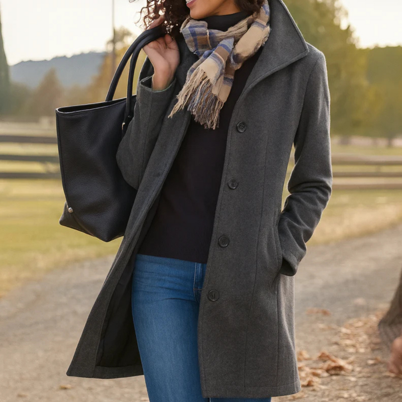 Freya | Womens Coat Single-Breasted Longline Jacket