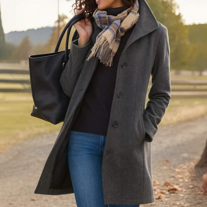 Freya | Womens Coat Single-Breasted Longline Jacket
