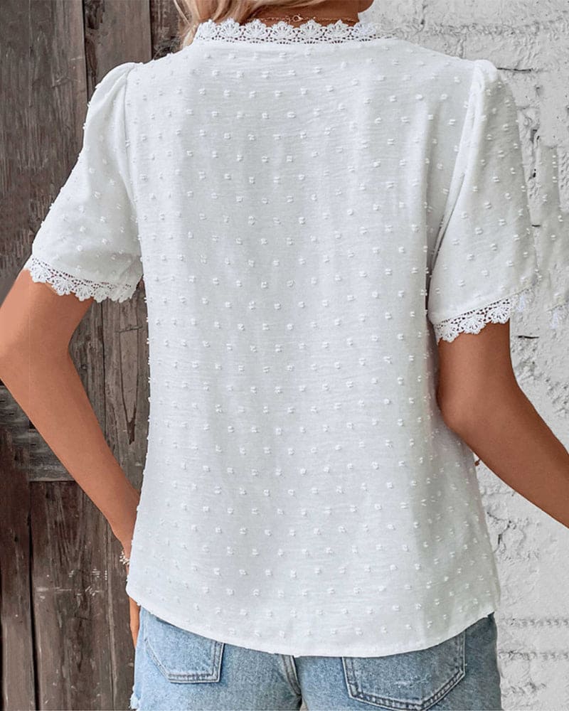 Lottie | White Lace Trim Women Clothing Blouse