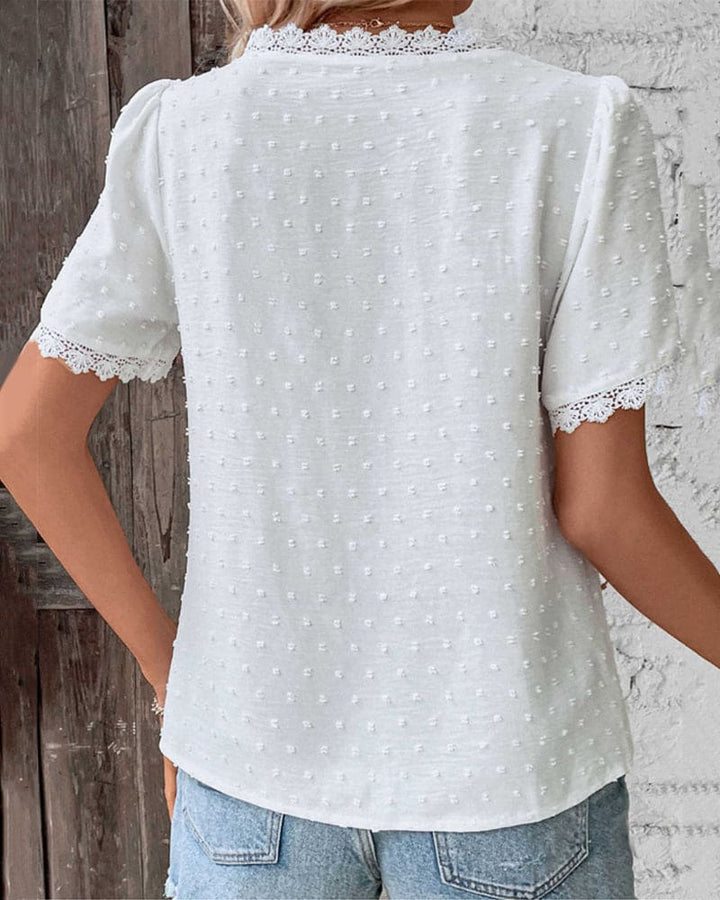 Lottie | White Lace Trim Women Clothing Blouse