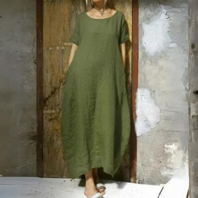 Sophia | Linen Short Sleeve Maxi Dress Women