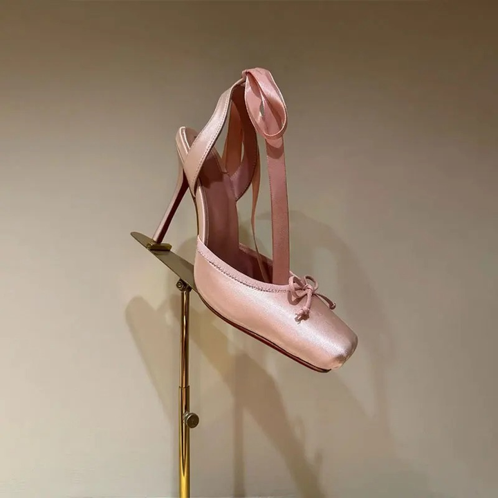 Harriet | Ankle Wrap Satin Heeled Sandals