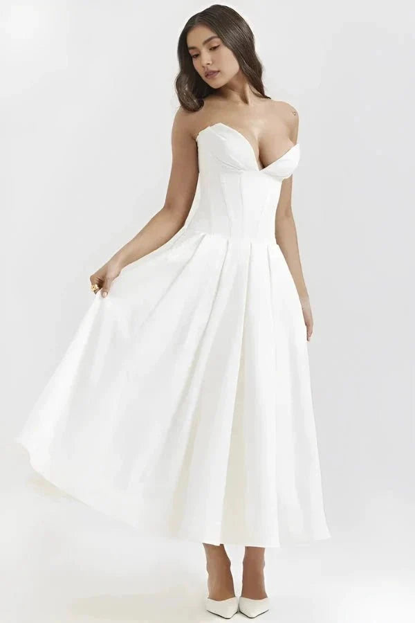 Sophia | Strapless Wedding Guest Midi Dress