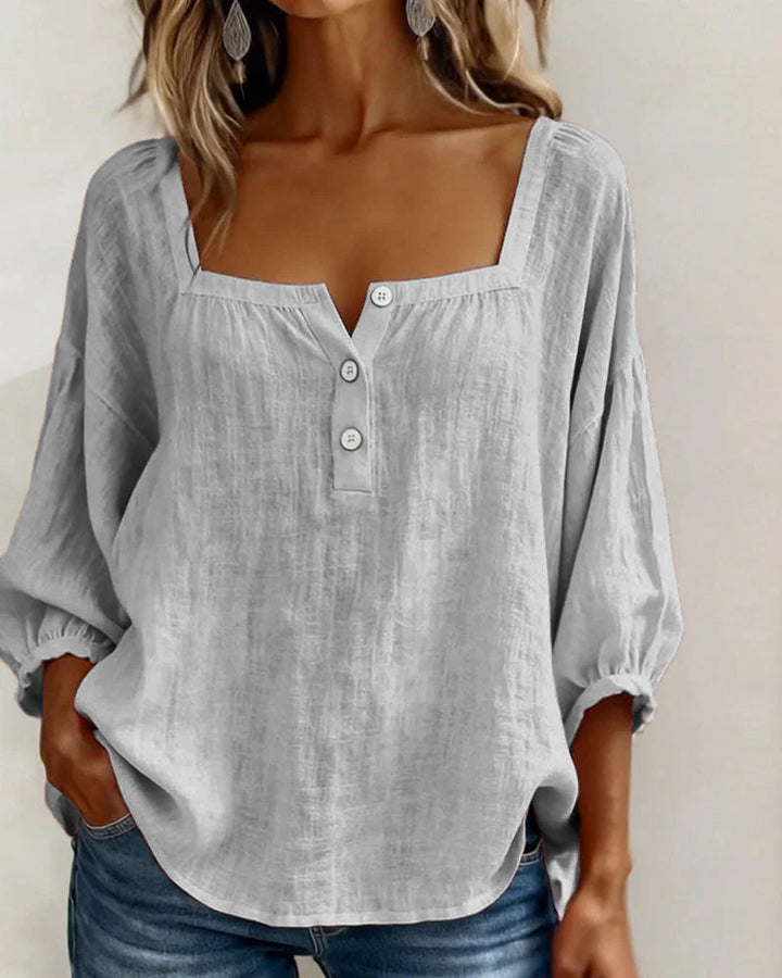Millie | Women Clothing Linen Square Neck Blouse