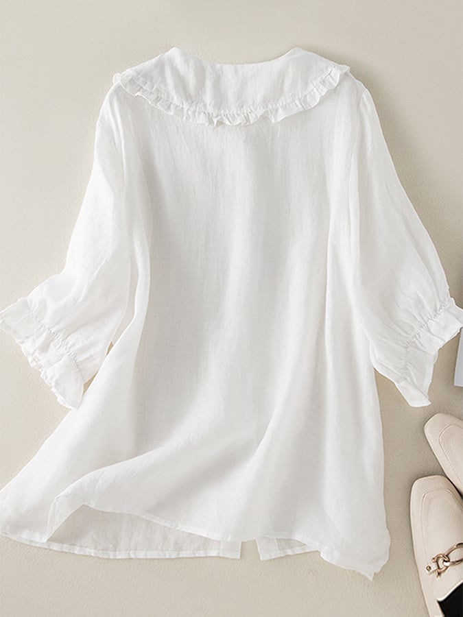 Nancy | Women Clothing Ruffle Collar Button Blouse