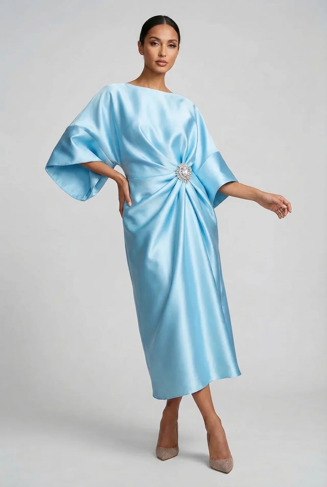 Sienna | Wedding Guest Satin Midi Dress Women