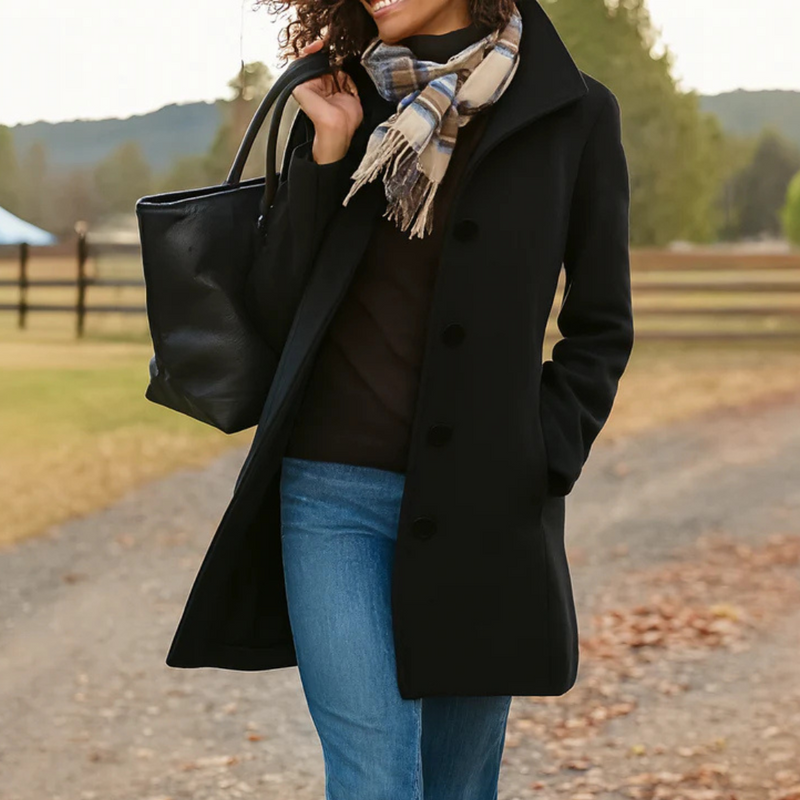 Freya | Womens Coat Single-Breasted Longline Jacket
