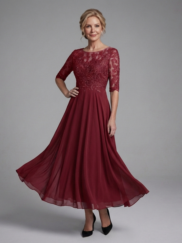 Sophia | Wedding Guest Lace Bodice Midi Dress