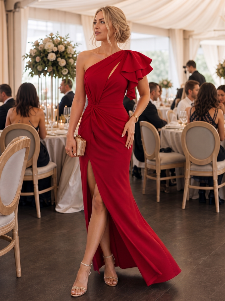 Ava | One Shoulder Wedding Guest Maxi Dress