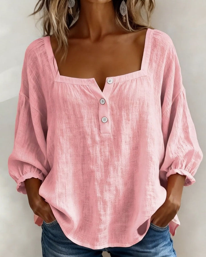 Millie | Women Clothing Linen Square Neck Blouse