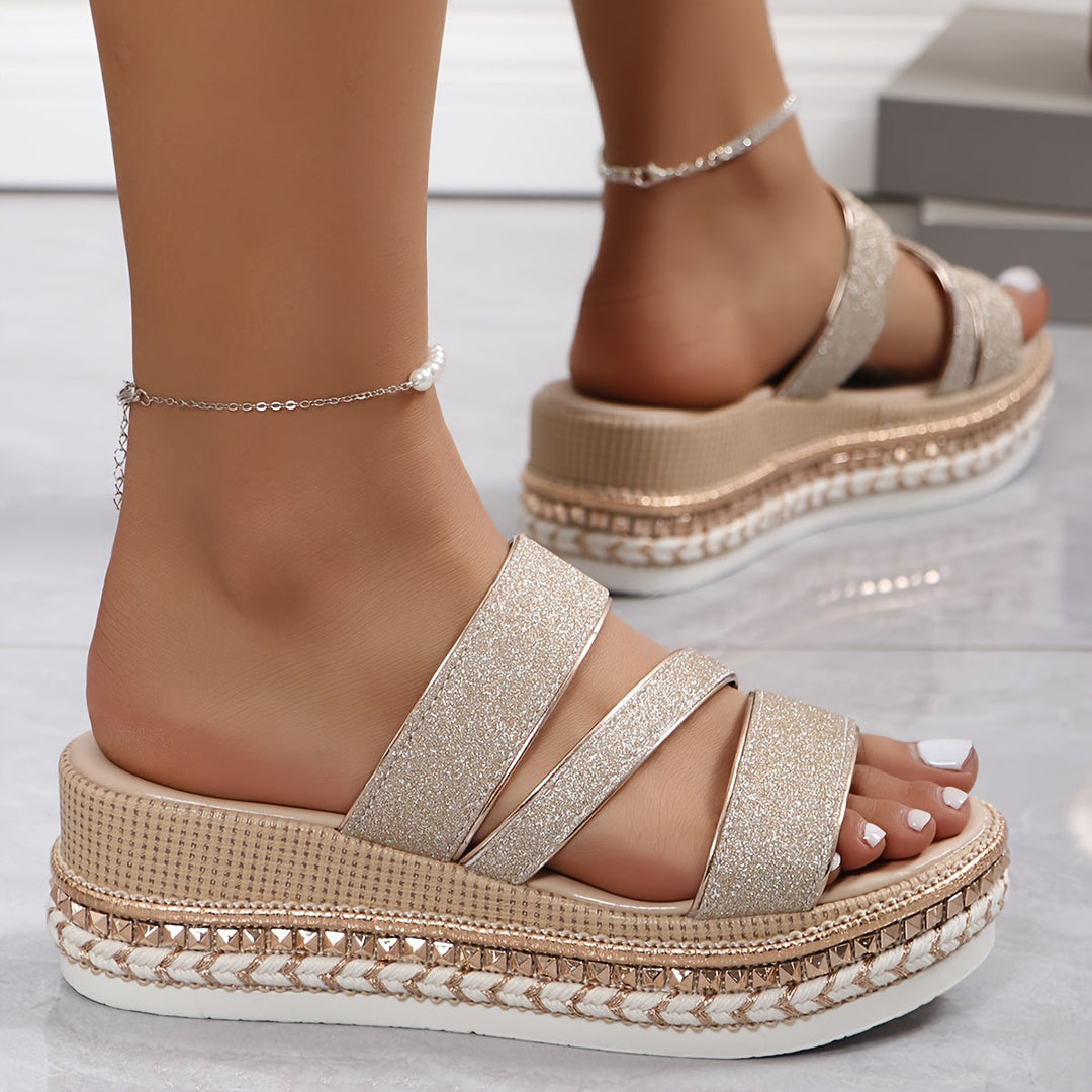 Lottie | Glitter Strap Women Platform Sandals