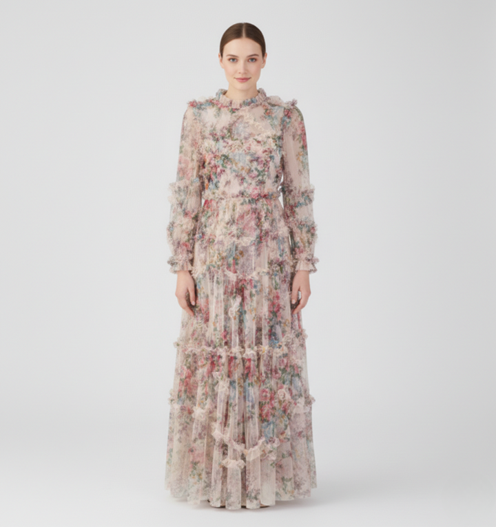Rosie | Wedding Guest Floral Ruffle Maxi Dress