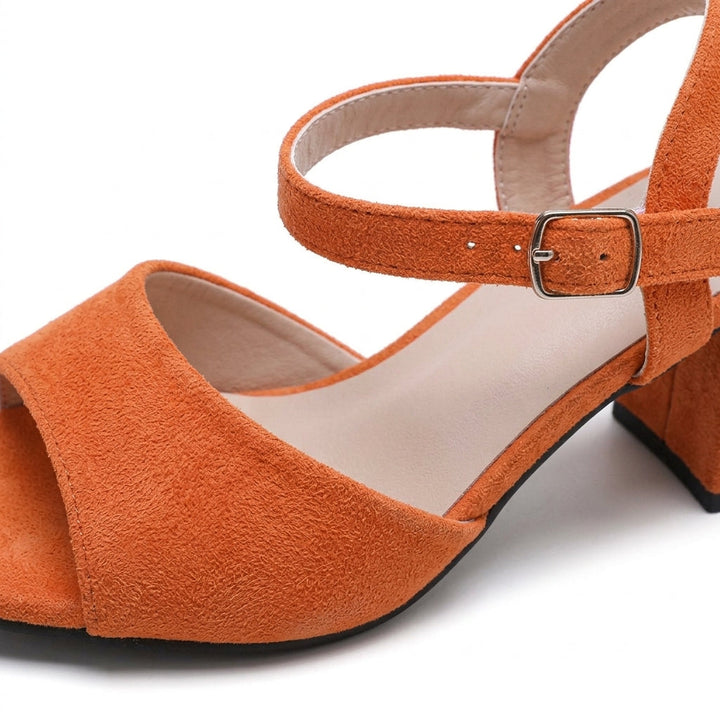 Phoebe | Orange Suede Block Heel Sandals