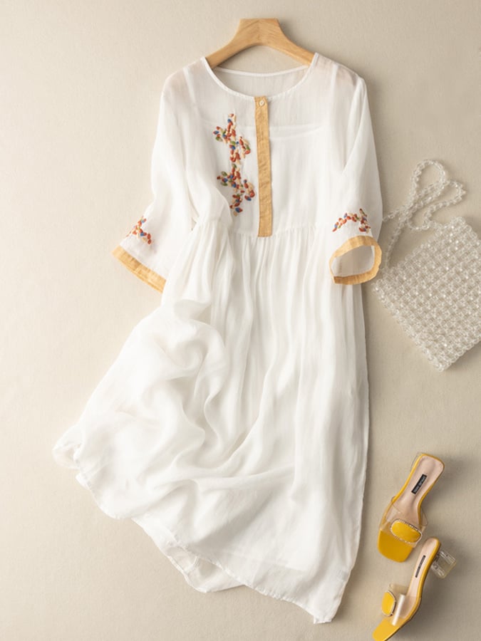 Sophia | Embroidered Summer Midi Dress Women