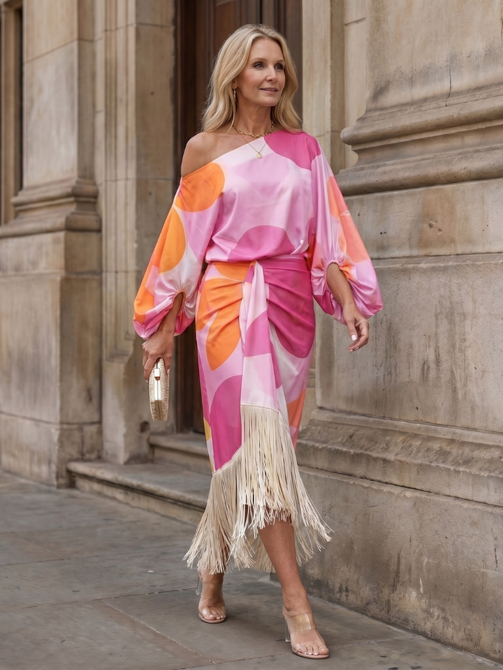 Florence | Wedding Guest Fringe Midi Dress
