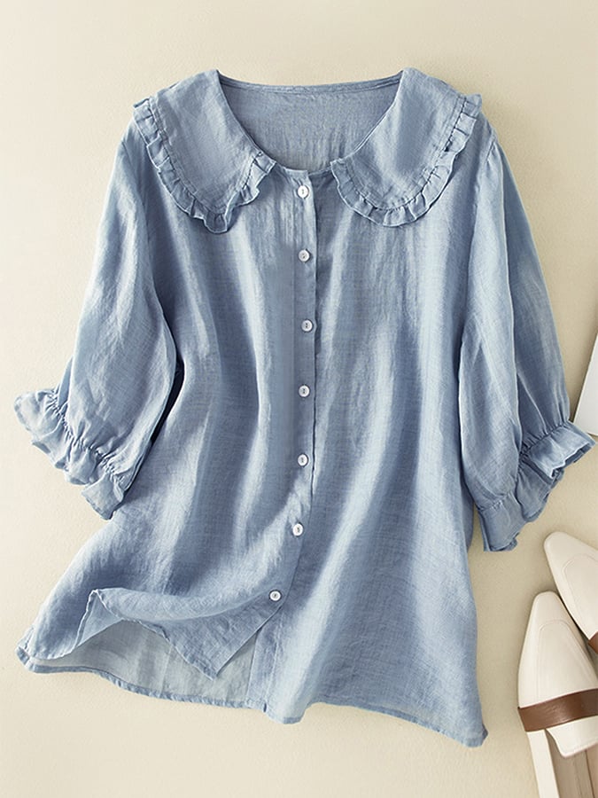 Nancy | Women Clothing Ruffle Collar Button Blouse