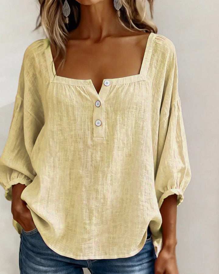 Millie | Women Clothing Linen Square Neck Blouse