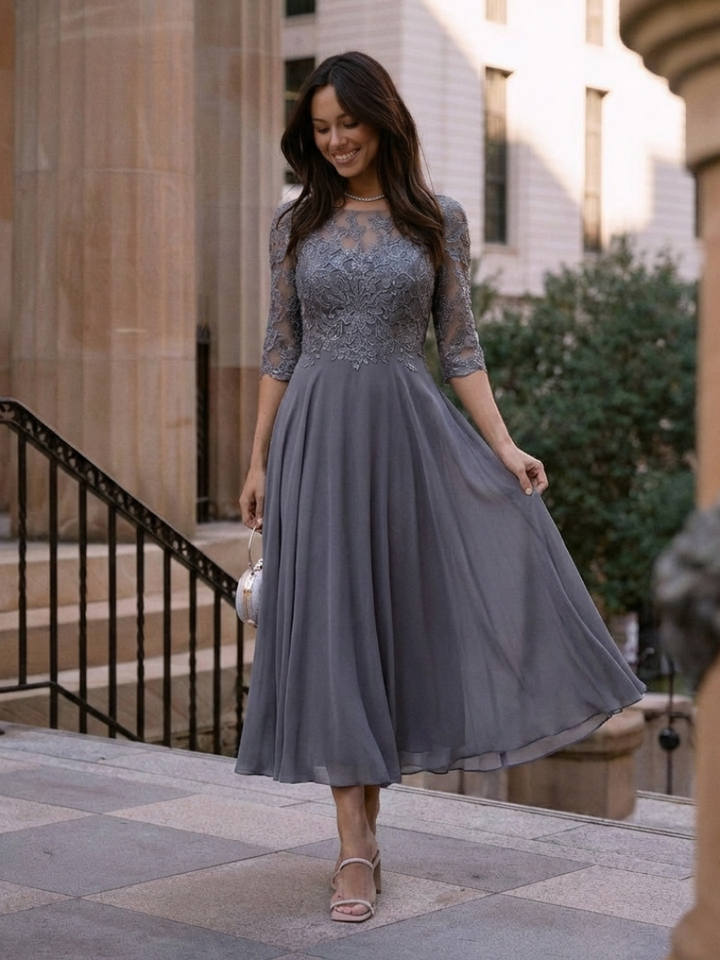 Sophia | Wedding Guest Lace Bodice Midi Dress