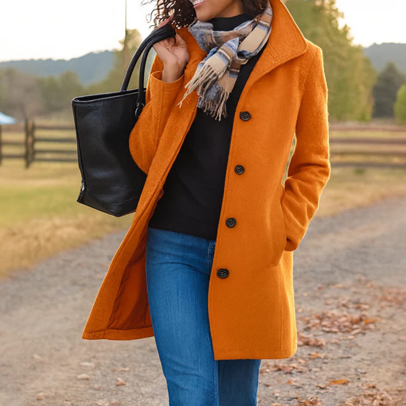 Freya | Womens Coat Single-Breasted Longline Jacket