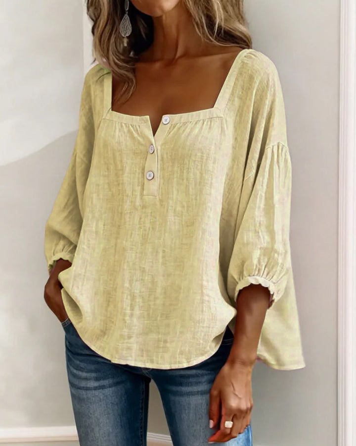 Millie | Women Clothing Linen Square Neck Blouse