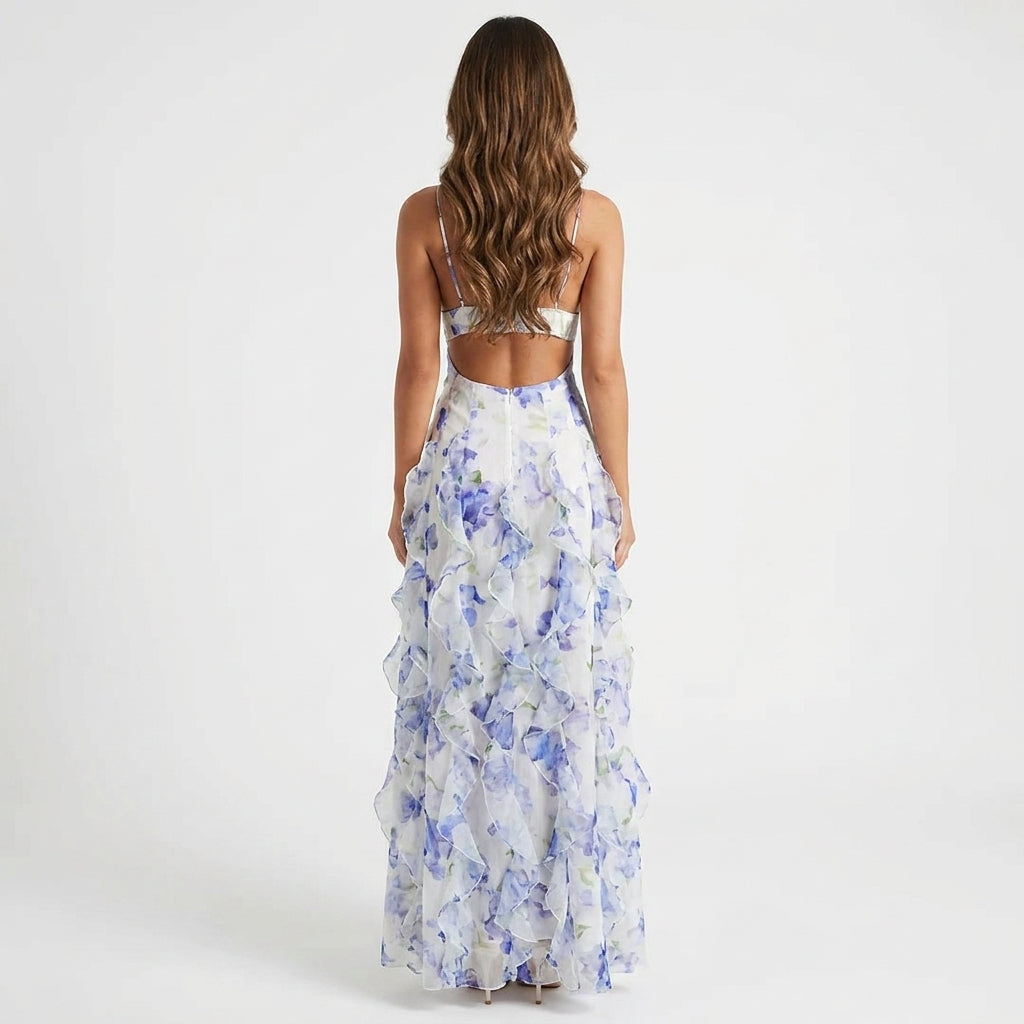 Tilly | Wedding Guest Floral Ruffle Maxi Dress