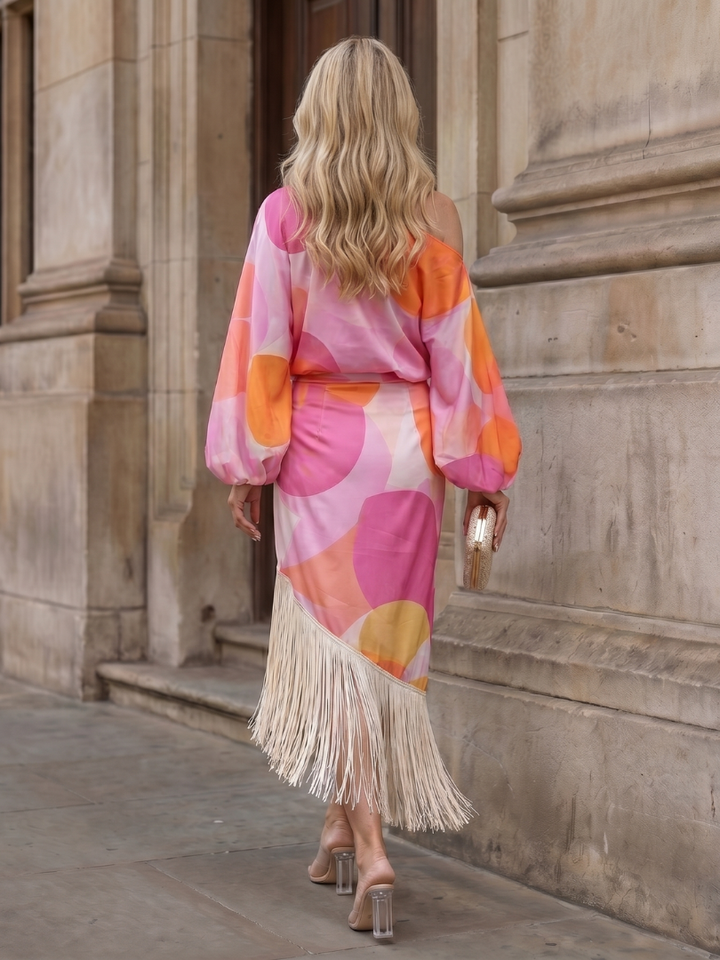 Florence | Wedding Guest Fringe Midi Dress