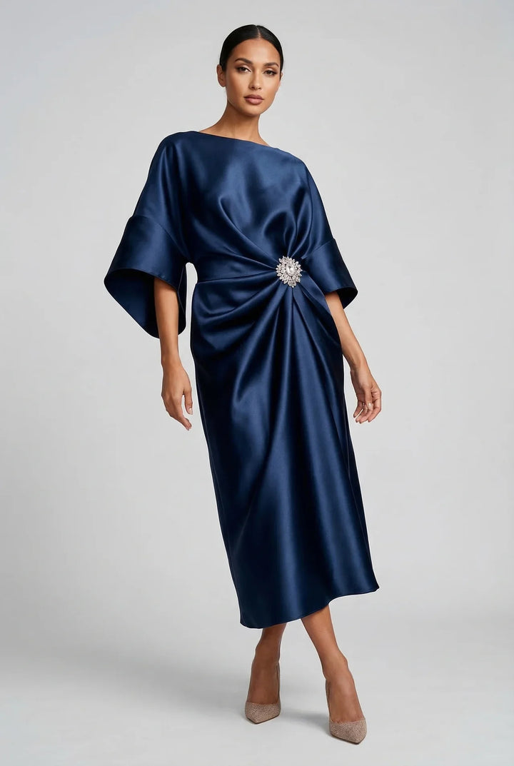 Sienna | Wedding Guest Satin Midi Dress Women
