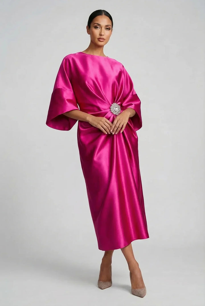 Sienna | Wedding Guest Satin Midi Dress Women