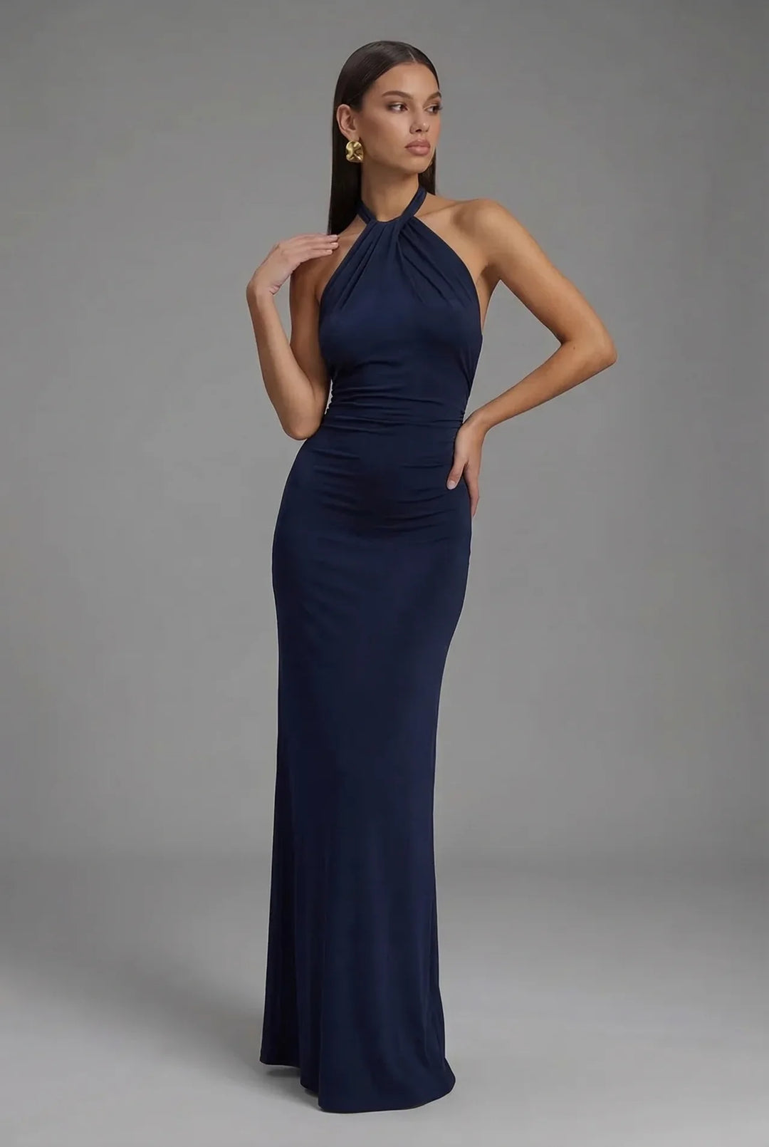 Millie | Wedding Guest Halter Neck Maxi Dress