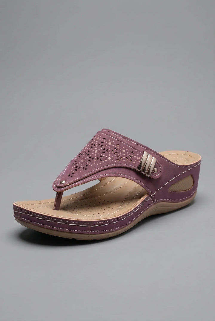Georgia | Women Wedge Sandals with Laser-Cut Strap