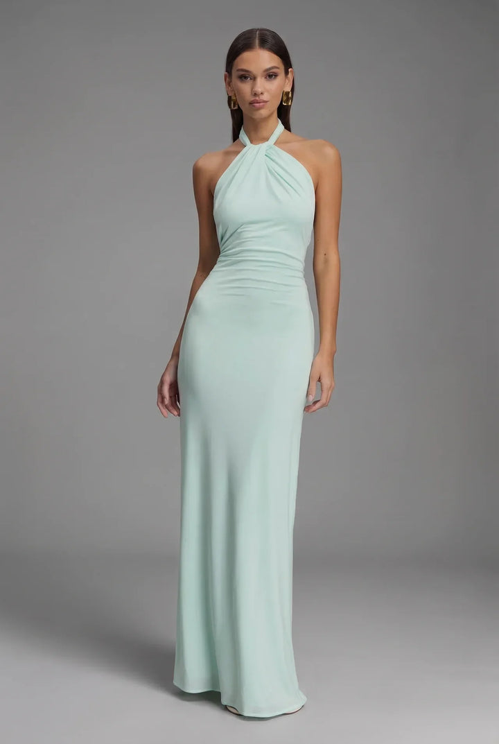 Millie | Wedding Guest Halter Neck Maxi Dress