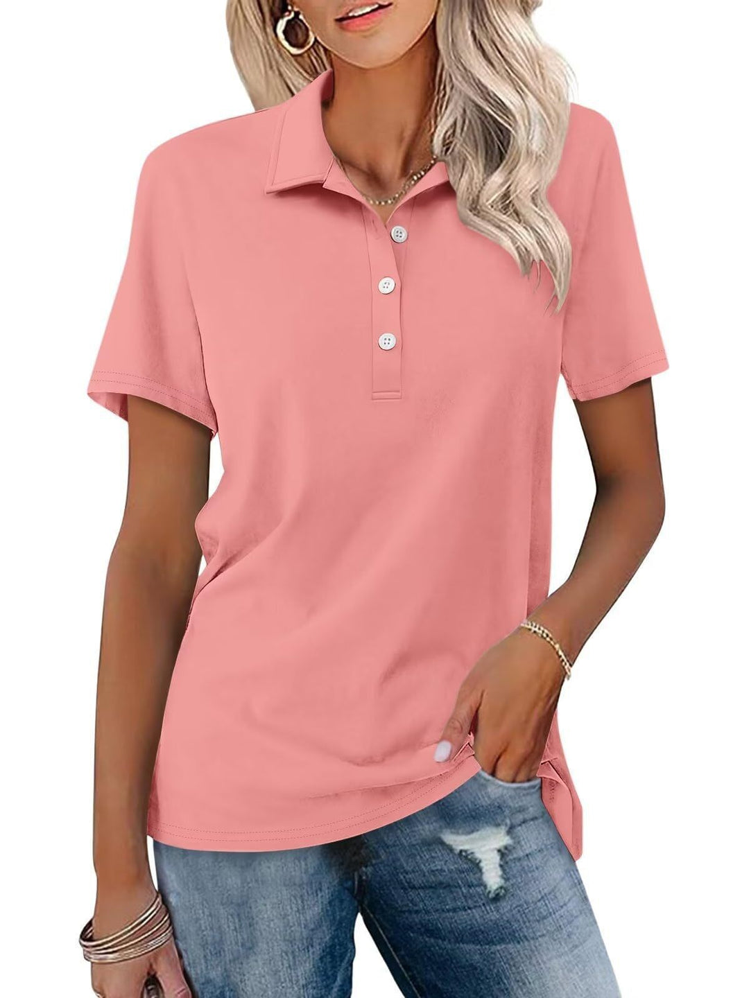 Amelia | Women Clothing Short Sleeve Polo Shirt