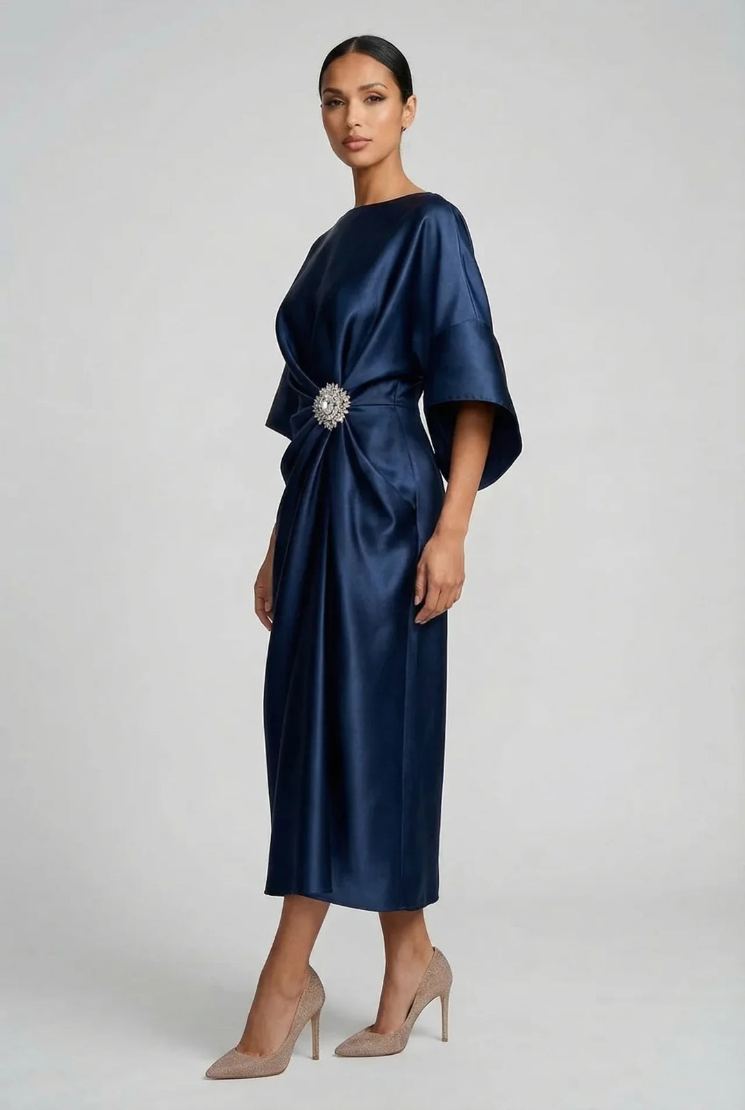 Sienna | Wedding Guest Satin Midi Dress Women