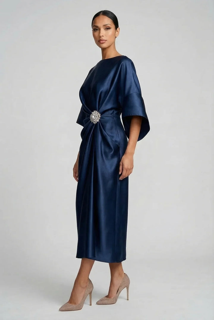 Sienna | Wedding Guest Satin Midi Dress Women