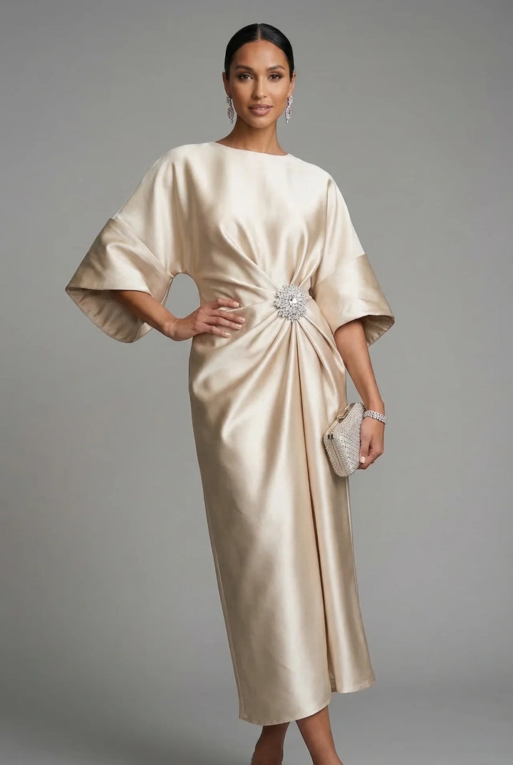 Sienna | Wedding Guest Satin Midi Dress Women