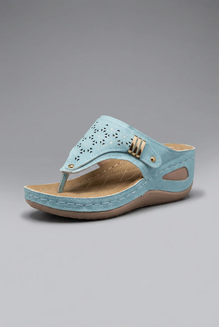 Georgia | Women Wedge Sandals with Laser-Cut Strap