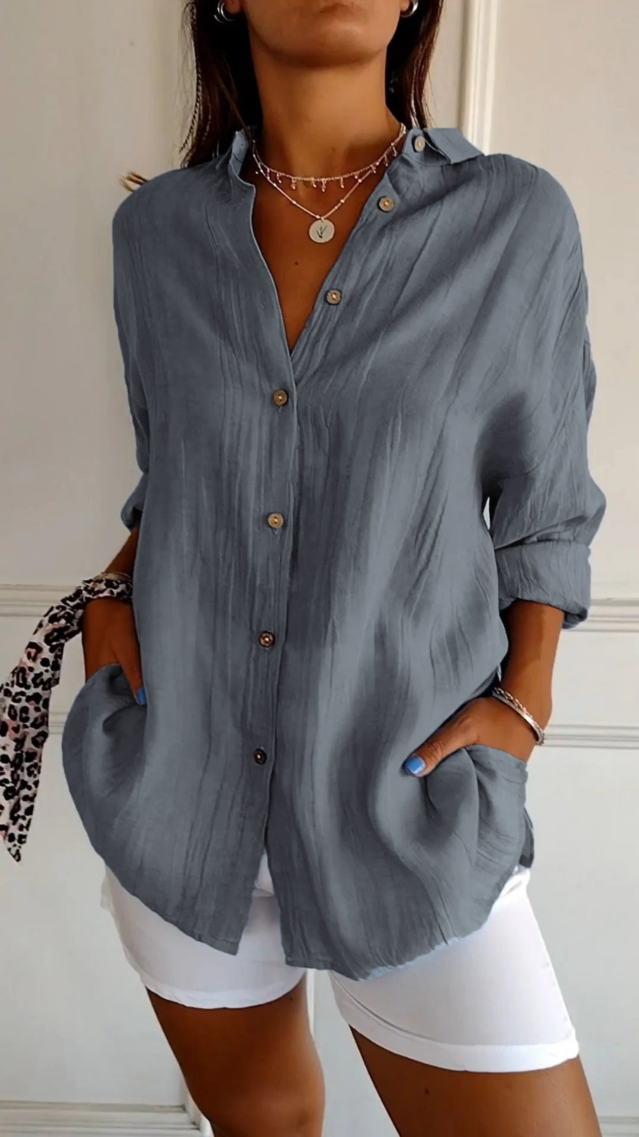 Olivia | Oversized Women Clothing Linen Button-Down Shirt
