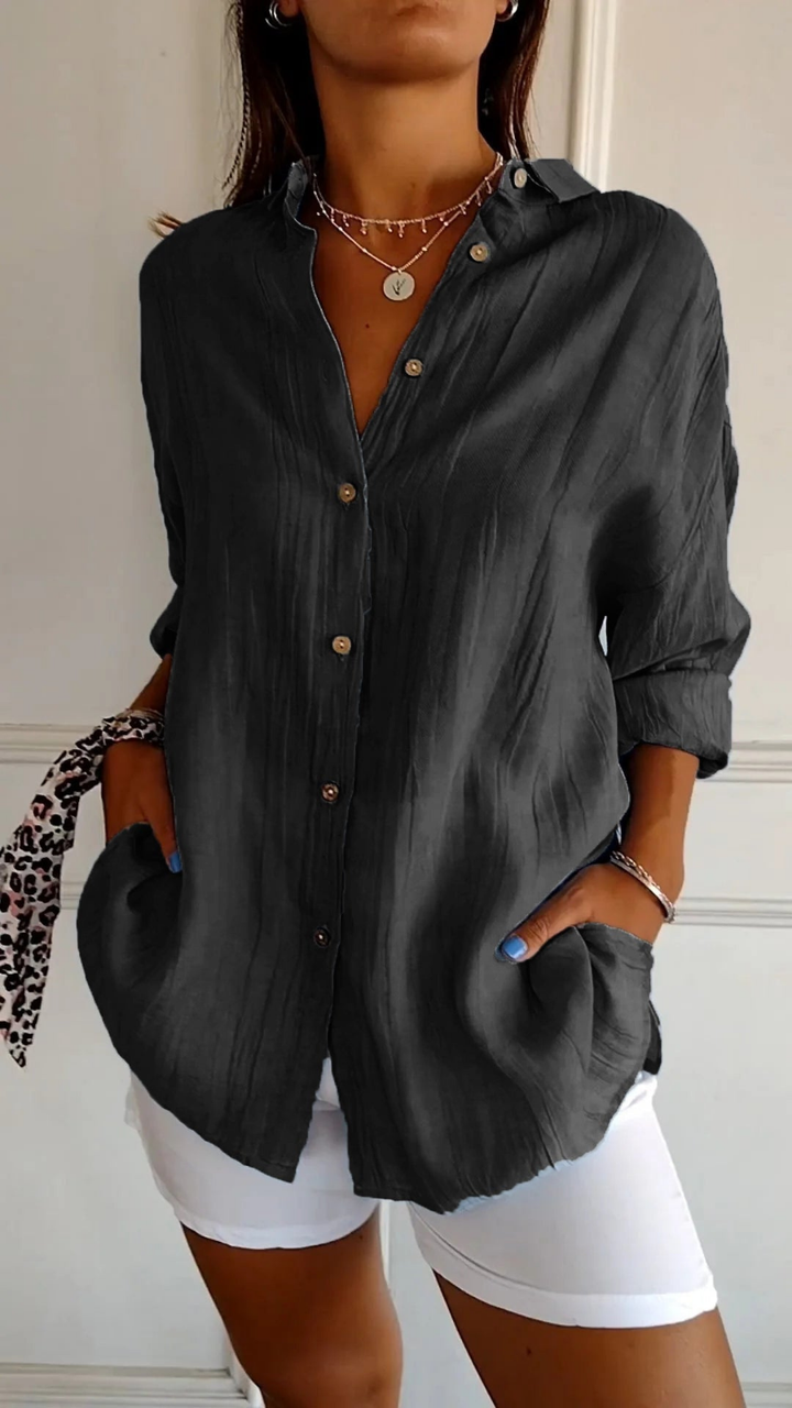 Olivia | Oversized Women Clothing Linen Button-Down Shirt