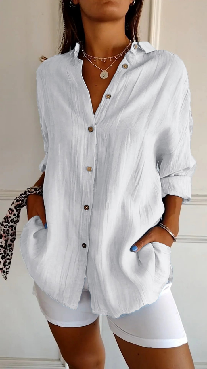 Olivia | Oversized Women Clothing Linen Button-Down Shirt