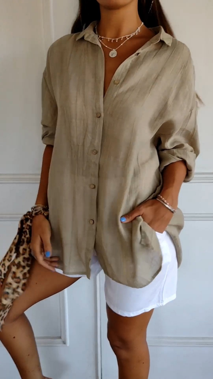 Olivia | Oversized Women Clothing Linen Button-Down Shirt