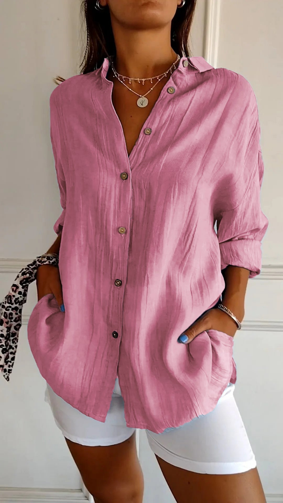 Olivia | Oversized Women Clothing Linen Button-Down Shirt