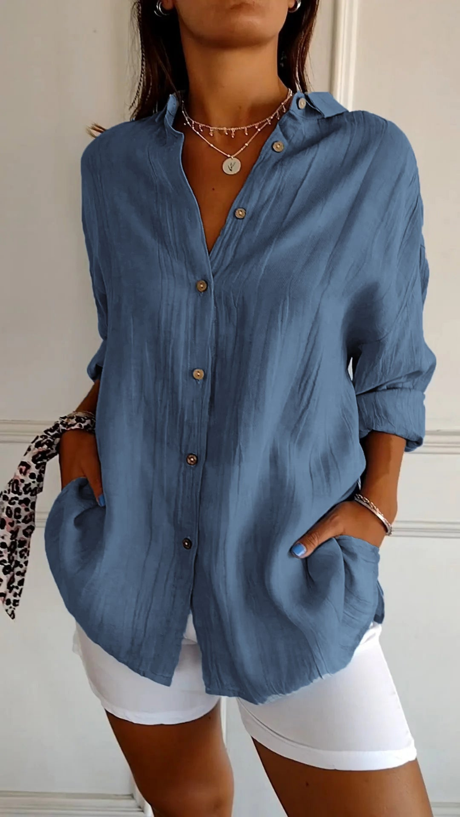 Olivia | Oversized Women Clothing Linen Button-Down Shirt