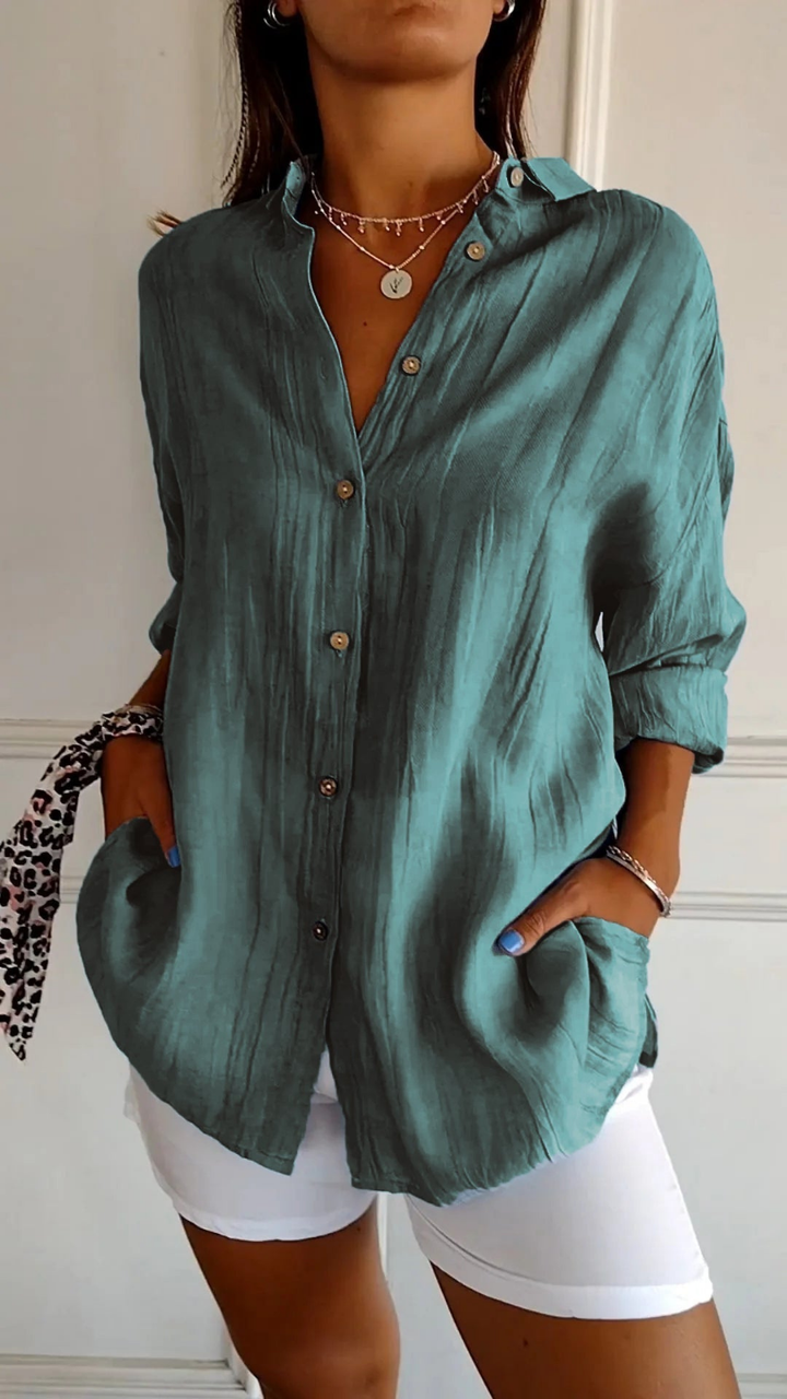 Olivia | Oversized Women Clothing Linen Button-Down Shirt