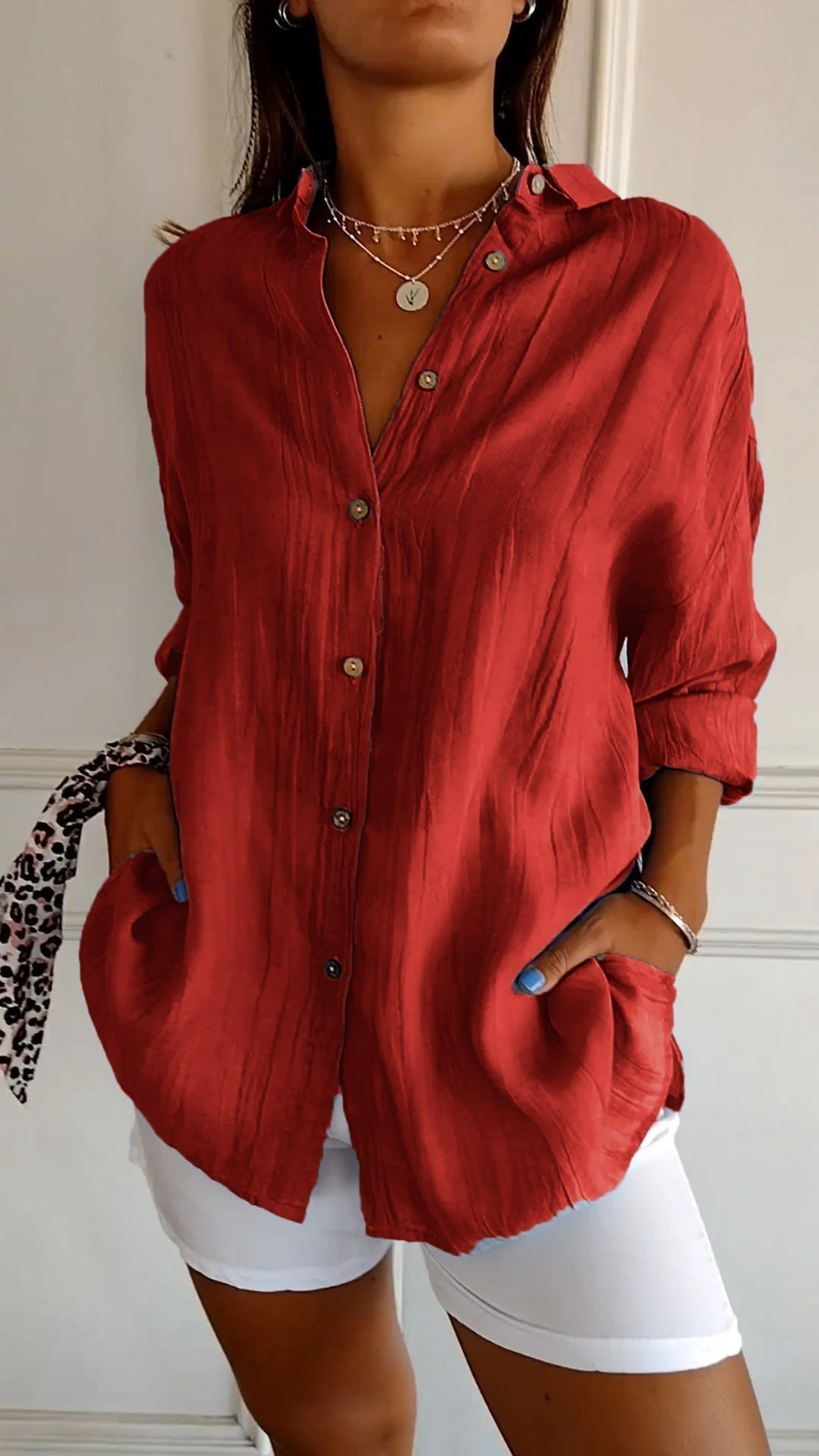 Olivia | Oversized Women Clothing Linen Button-Down Shirt