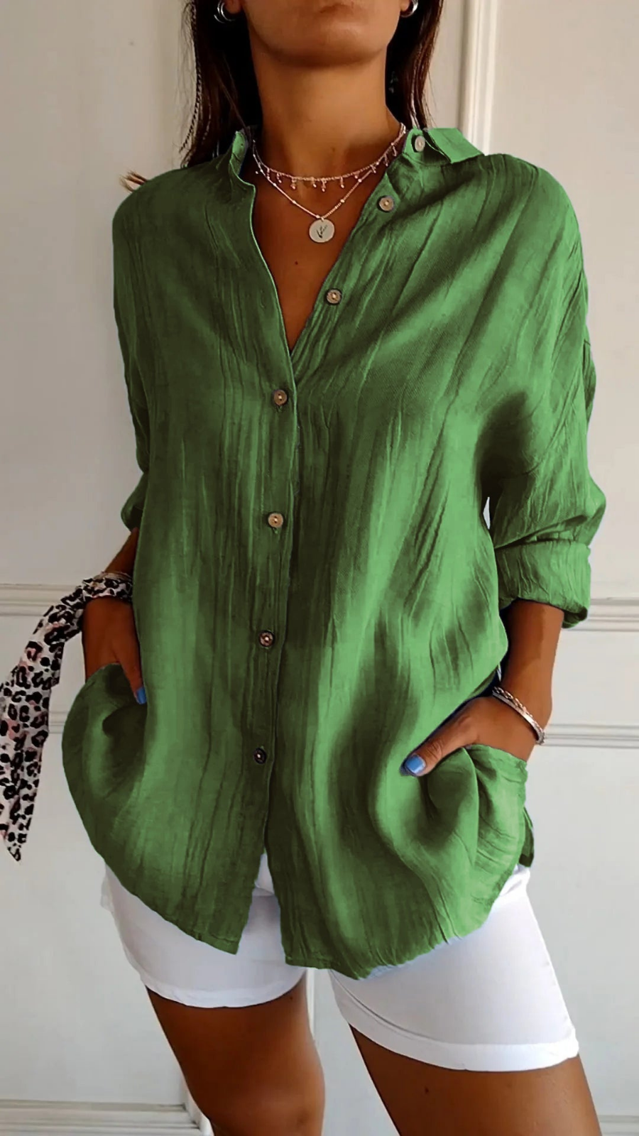 Olivia | Oversized Women Clothing Linen Button-Down Shirt