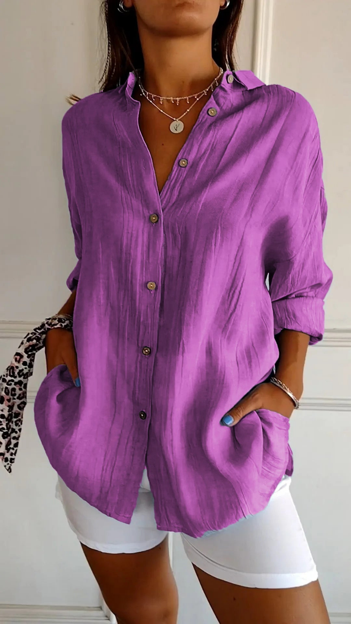 Olivia | Oversized Women Clothing Linen Button-Down Shirt